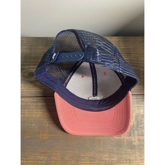 Vineyard Vines Cap Unisex Adjustable Pink/Salmon/Navy Whale Truckers Hat Mesh - Picture 3 of 8
